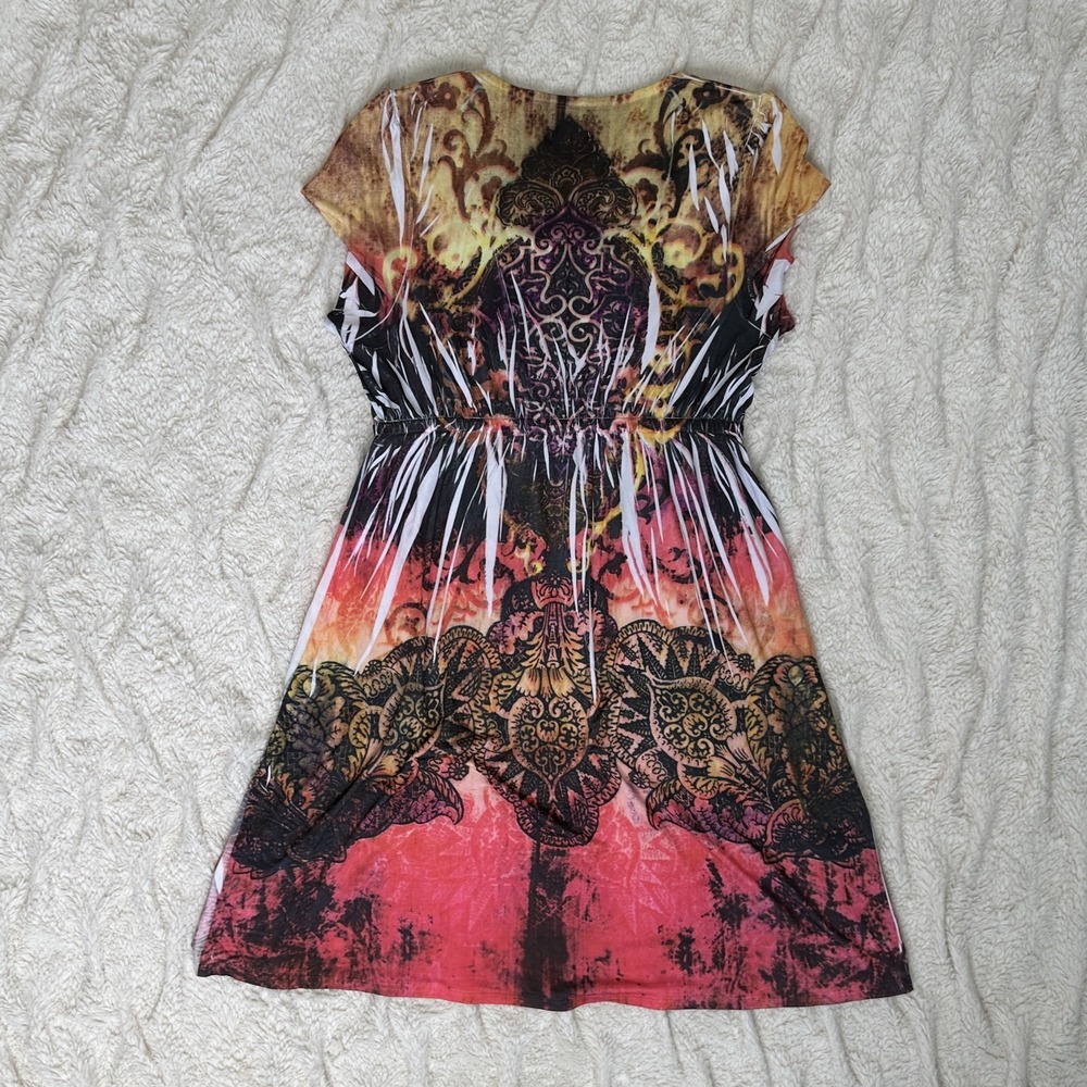 Shana K Y2K‎  Womens Large Dress Scoop Neck Multicolor Colorful Vibrant